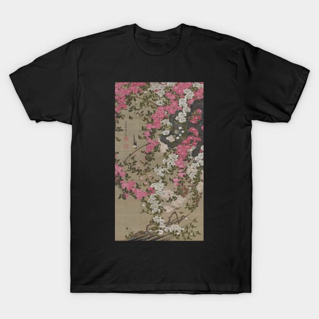 Ito Jakuchu: Roses and Small Bird (Bara Shokin-zu) T-Shirt by topower